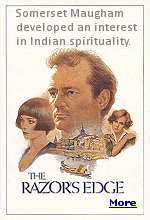 ''The Razor�s Edge'' tells the story of an American who, having prepared himself by acquiring a deep tan and donning Indian garb, visits the guru Shri Ganesha and at his hands has an ecstatic spiritual experience.